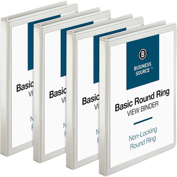 Business Source Roundring View Binder, White, 4PK BSN09951BD - main