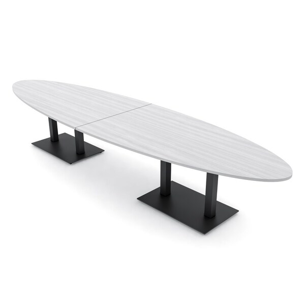 Skutchi Designs Oval Conference Table With Power, 48 in W, 168 in L, White HAR-OVL-48X168-DOU.BK-WA7976-NA - main