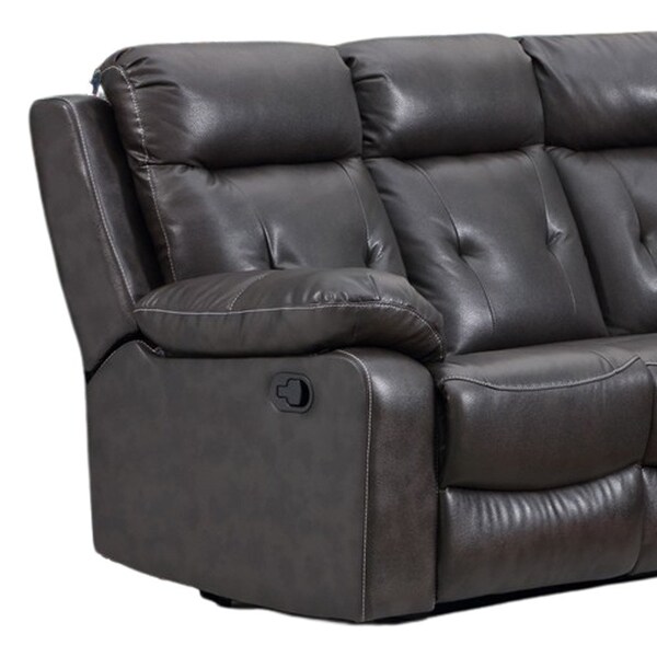 Homeroots Dark Gray Polyester Blend Reclining U Shaped Three Piece Corner Sectional 366224 - main
