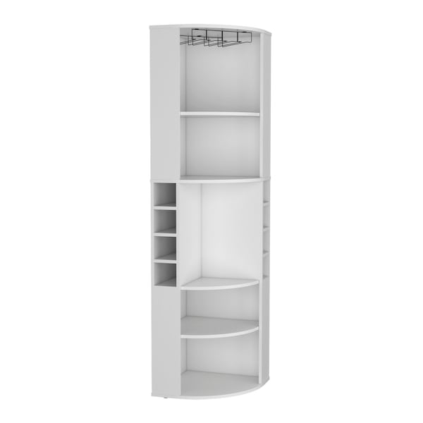 Homeroots 71" White Wood Corner Bar Cabinet 552280 - main