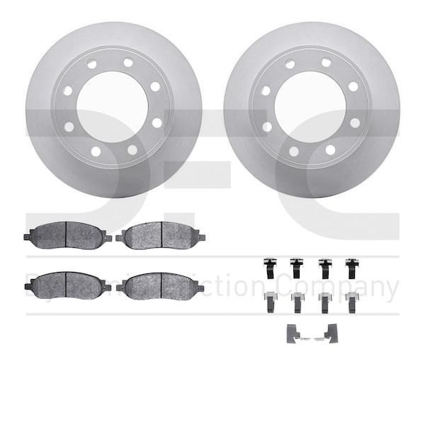 Dynamic Friction Co DFC GEOSPEC Coated Rotor- Heavy Duty Brake Pad includes Hardware 4412-54057 - main