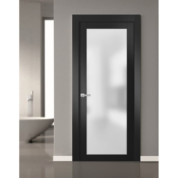 Sartodoors Solid French Door Planum 2102 Black Solid Core Modern Interior PLANUM2102ID-BLK-18 - main