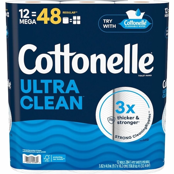 Cottonelle Ultra CleanCare Toilet Paper 12 Rolls 284 sheet 55489 - main