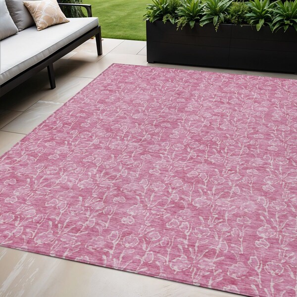 Homeroots 5' X 8' Blush And Ivory Floral Washable Indoor Outdoor Area Rug 581853 - main