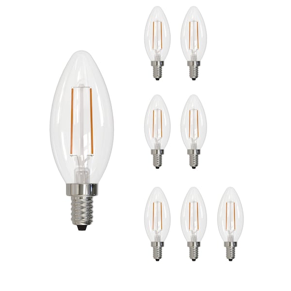 Bulbrite 40w Equivalent Dimmable B11 Vintage Edison Clear LED Light Bulb Candelabra (E12) Base, 4000K, 8PK 861629 - main