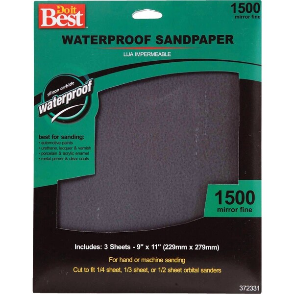 Do It Best Waterproof 9''x11'' 1500 Grit Mirror Fine Sandpaper, 3PK 372331 - main