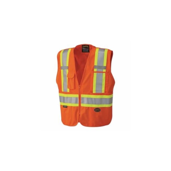 Pioneer 6935AU/6936AU/6937AU HV Zip-Up Snap Break Away Safety Vest, Medium, Orange 852-V1021150U-M - main