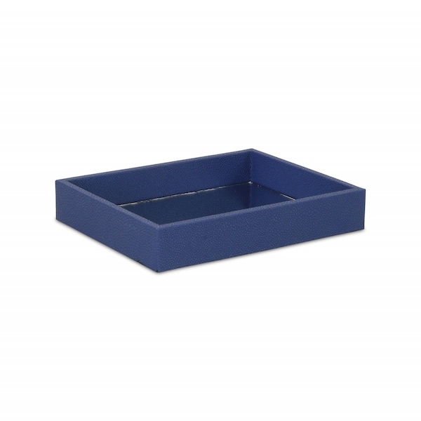 Homeroots 10in Navy Blue Rectangular Wood Handmade Tray 483297 - main
