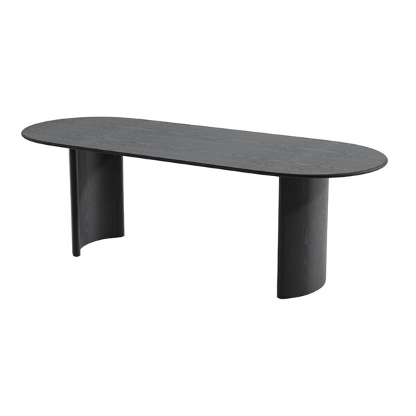Homeroots 79" Black Solid Wood Double Pedestal Base Oval Dining Table 712130 - main