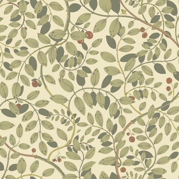 A-Street Prints Kirke Green Leafy Vines Wallpaper 2932-65107 - main
