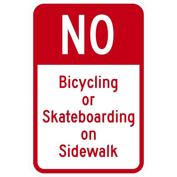Lyle No Bicycling Or Skateboarding On Sidewalk, 12x18, High Intensity Prismatic, White G-4403-HI_12x18 - main