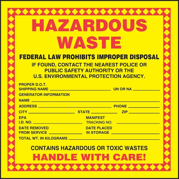 Accuform HAZARDOUS WASTE LABEL HAZARDOUS WASTE MHZW09EVP - main
