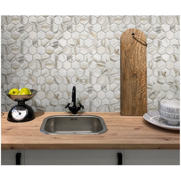 Apollo Tile Beige 10.2 in x 11.7 in Recycled Glass Matte Floor and Wall Mosaic Tile 8.29 sqft/case, 10PK APLNNH8802CLA - main