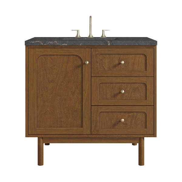 James Martin Vanities Laurent 36" Single Vanity, Honey Oak w/ 3 CM Parisien Bleu Silestone Top 545-V36-HNO-3PBL - main