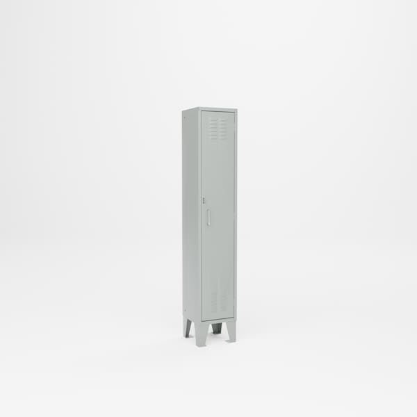 Pucel Single Tier Steel Locker, 12 in W x 12 in D x 60 in H, with Shelf and Hooks, Gray STL-1212-60 - main