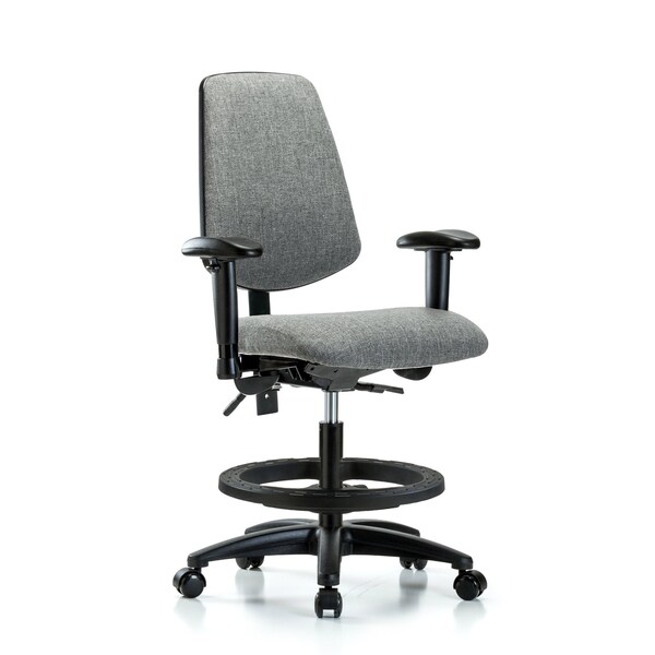 Blue Ridge Ergonomics Fab Med Bench Chair, Bk, BF, Cast, Gry, 6-Way Adjustable, 22" to 29" Height, Gray BR-FMBCH-MB-RG-T1-A1-BF-RC-F44 - main