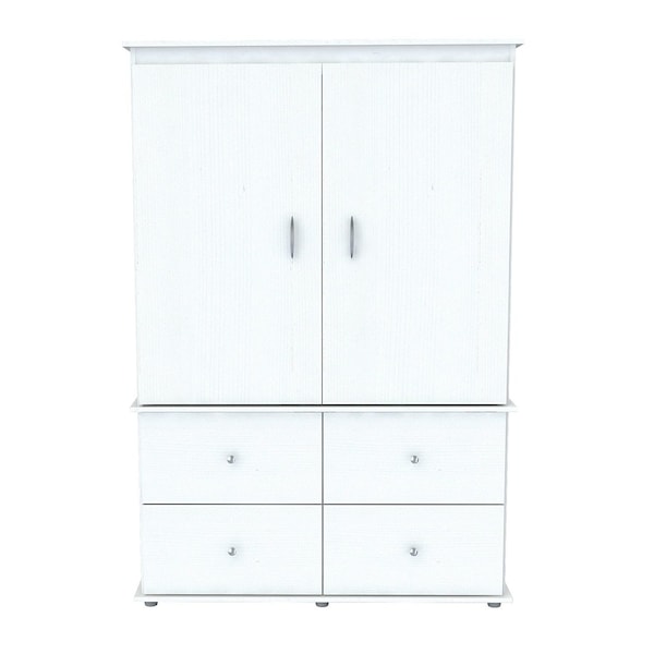 Homeroots 47" White Melamine Mirrored Four Drawer Combo Dresser 249837 - main