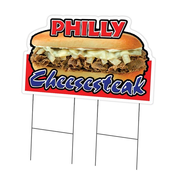 Signmission Cheesesteak Yard Sign & Stake outdoor plastic coroplast window, C-DC-2436-Cheesesteak C-DC-2436-Cheesesteak - main