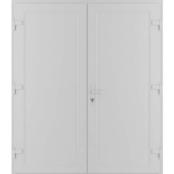 Vdomdoors Front Exterior Prehung Metal-Plastic Double Doors / MANUX 8111 White Silk / Office Commercial and R MANUX8111DEXD-WS-LH-W72xH80 - main