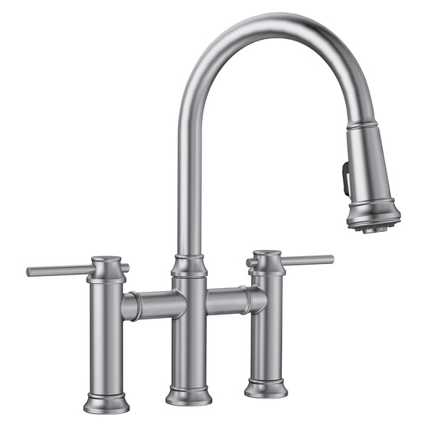 Blanco Empressa Bridge Faucet Pull Down 1.5 gpm, Stainless 442505 - main