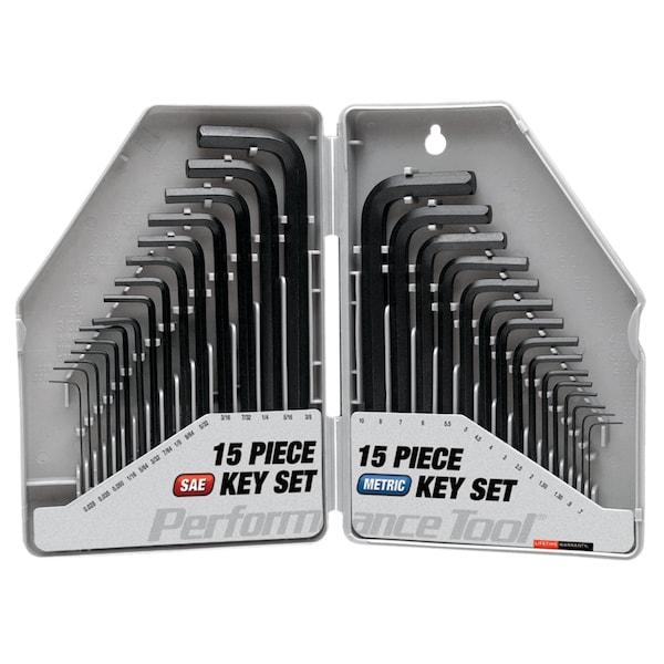 Performance Tool 30 pc. Hex Key Wrench Set, Long/Short Shank, Metric/SAE, Organizer W80288 - main