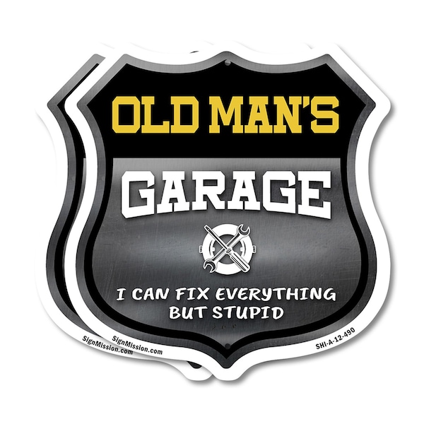 Signmission Old Man's Garage I Can Fix Everything But Stupid, 12 inch X 12 inch, Aluminum Metal Sign, 2PK SHI-A-2PACK-12-490-OLD MAN - main