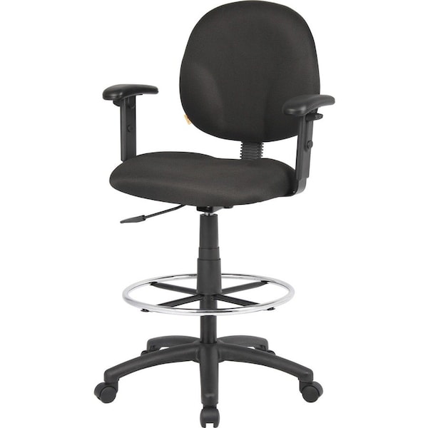 Boss B1691 Drafting Chair, Black Seat, Black Back, 25" W 25" L 49-1/2" H, Adjustable, Fabric Seat B1691-BK - main