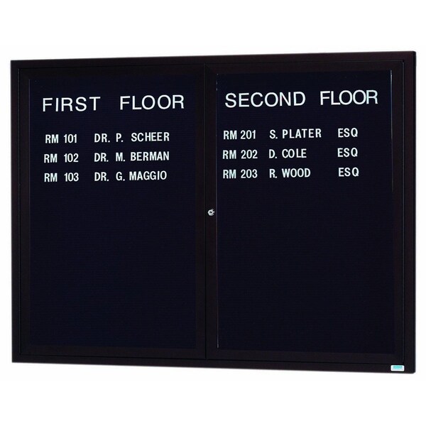 Aarco Enclosed Letter Board Directory w/ Bronze Anodized Aluminum Frame, 48''Hx60''W, 2 Doors ADC4860BA - main