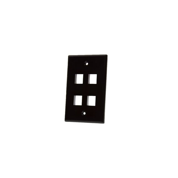Swe-Tech 3C Keystone Wall Plate, Black, 4 Port, Single Gang FWT3012-02204 - main