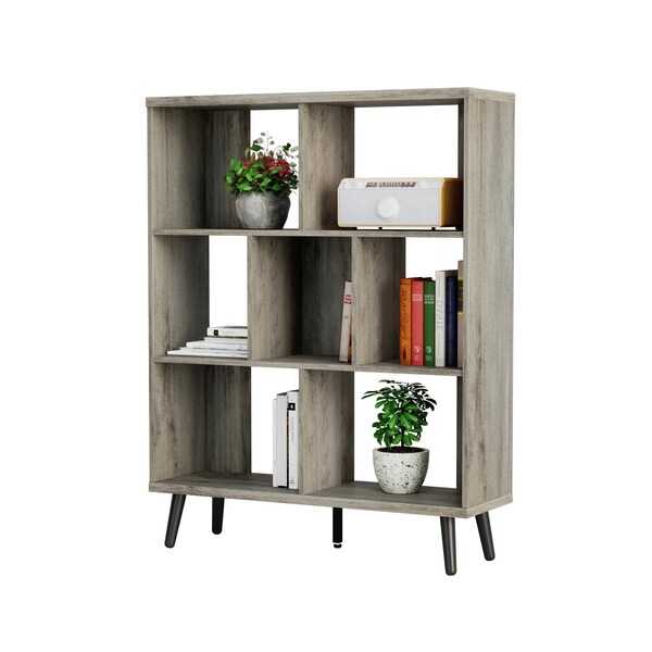 Homeroots 49" Light Gray Steel Seven Tier Cube Bookcase 480464 - main