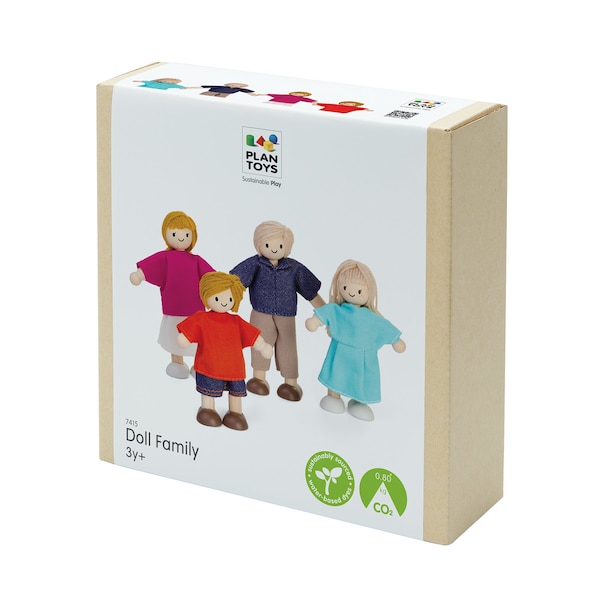 Plantoys Wooden Doll Family, Light Skin Tone & Blonde Hair 7415 - main