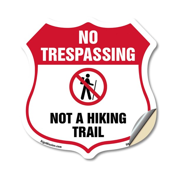 Signmission No Trespassing Shield Sign Not A Hiking, 18 Inch X 18 Inch, Vinyl Decal SHI-D-18-414 - main