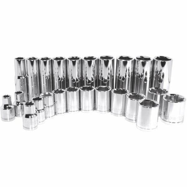 K-Tool International 3/8" Drive, 10mm Metric Socket, 6 Points, Chrome, Stan, 6 pt., 3/8"Drive, 10mm KTI-27110 - main