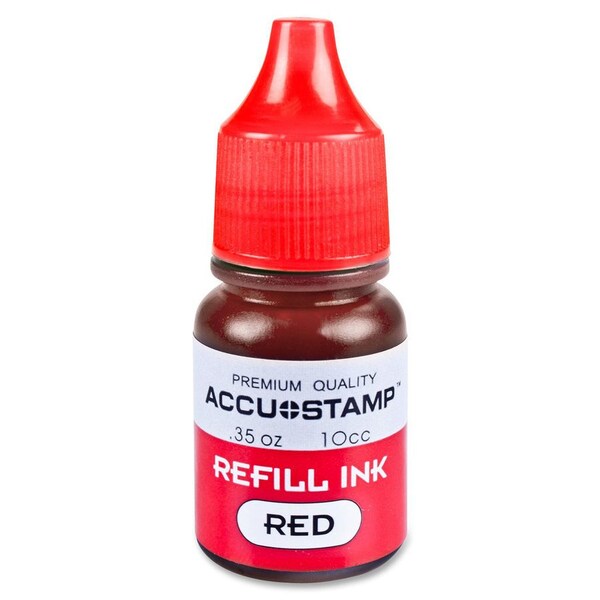 Cosco ACCU-STAMP Gel Ink Refill, Red, 0.35 oz. Bottle 90683 - main