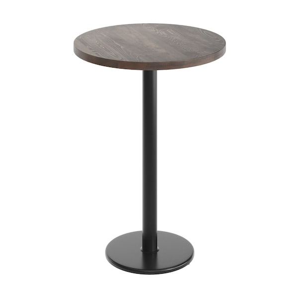 Flash Furniture Bennett 30 in Round Solid Wood Indoor Tabletop in Dark Brown with 18 in Round Bar Height GSF-RD30-DKBRN-TR18B-GG - main