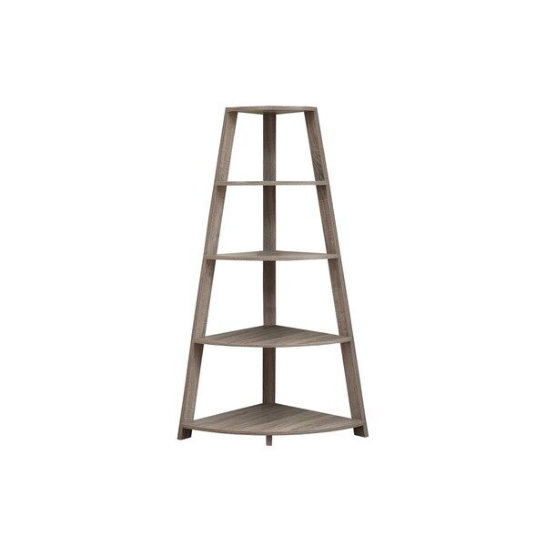 Homeroots 60" Taupe Wood Four Tier Corner Bookcase 332800 - main