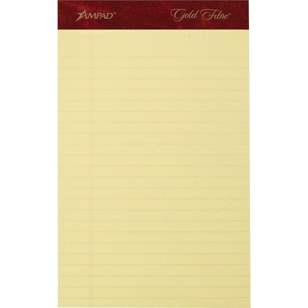 Esselte Gold Fibre Jr. Legal Pads, 5" x 8", 16 lb, Canary, 50 Sheets/Pad, 4 Pads/Pack 20029 - main