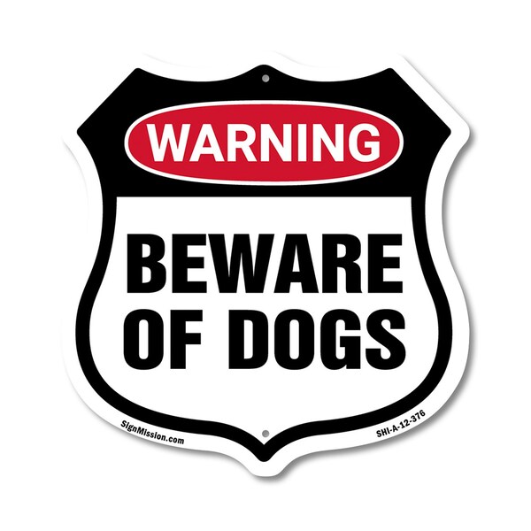Signmission Dog Warning Shield Sign Beware Of Dogs, 12 Inch X 12 Inch, Aluminum Metal Sign SHI-A-12-376 - main