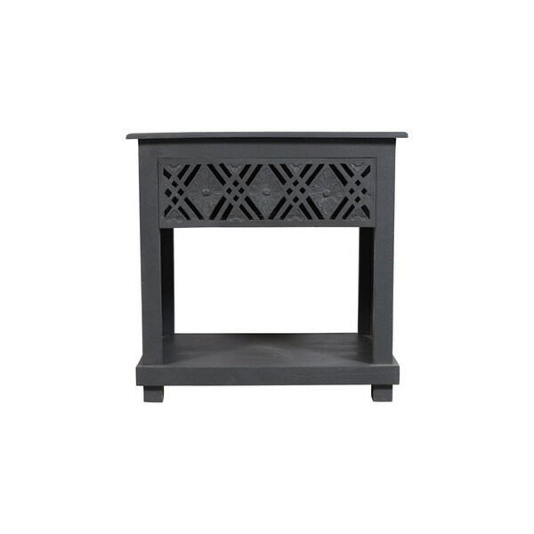 Homeroots 28" Gray Solid Wood Distressed One Drawer Nightstand 555402 - main
