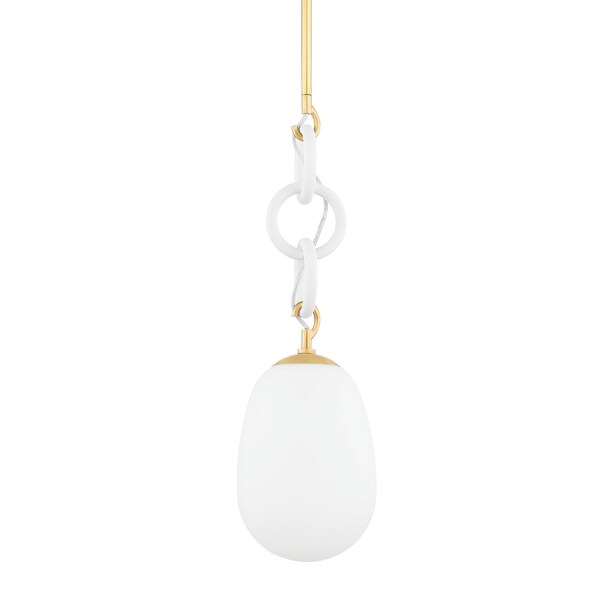 Mitzi Eny Lee Parker X Marina 1 Light Pendant 20 In. Aged Brass/Textured White H690701-AGB/TWH - main