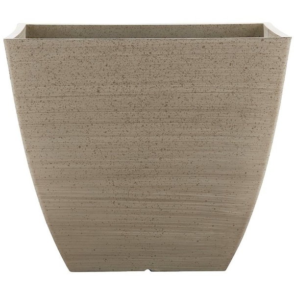 Southern Patio Newland Planter, 13-1/2 in H, 16 in W, 16 in D, Square, Plastic/Resin, White, Stone Aesthetic HDR-091660 - main