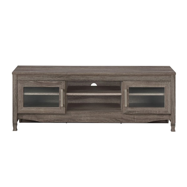 Homeroots 53in Gray Wood Enclosed and Open Storage TV Stand 724158 - main