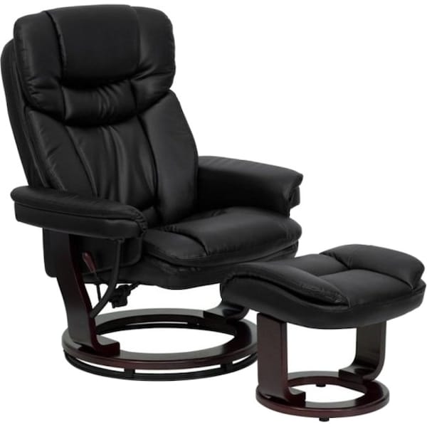 Flash Furniture Black LeatherSoft Swivel Recliner & Curved Ottoman BT-7821-BK-GG - main
