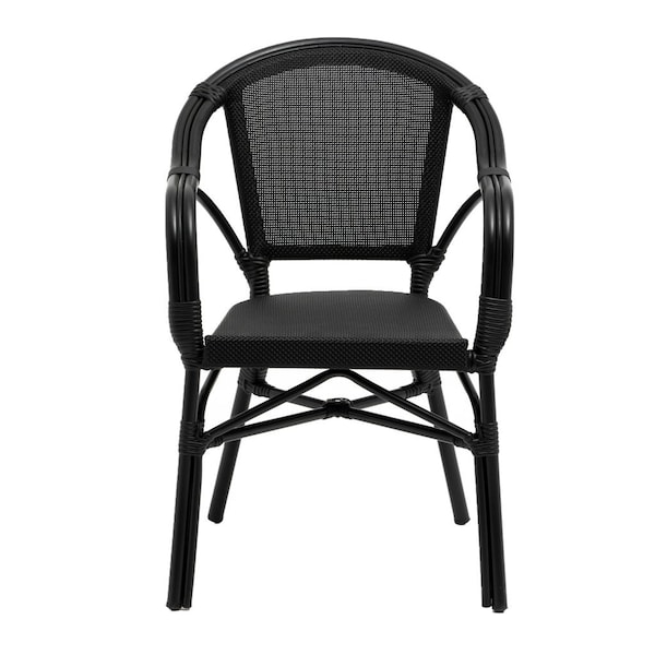 Homeroots Set of Two Black Upholstery Partially Open Back Dining Arm Chairs 653937 - main