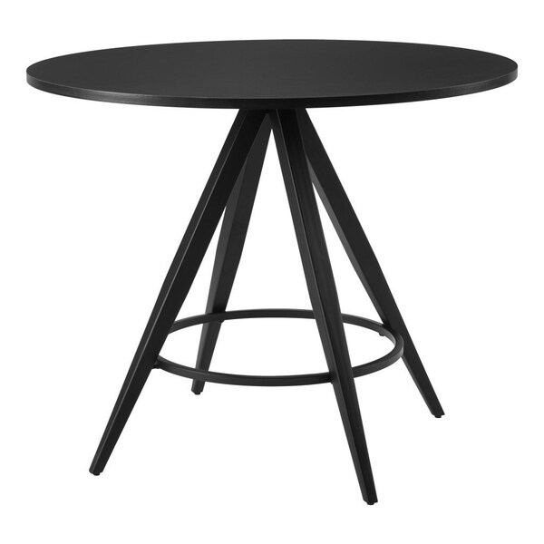 Homeroots 37" Black Wood and Steel Round Top Dining Table 557693 - main