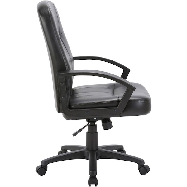 Lorell Managerial Chair Lorell Mid-Back Desk Chair, Open Loop Arms, 17-1/2" Height, Leather, Black LLR60121 - main