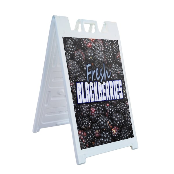 Signmission Fresh Blackberries, A-Frame & 2 Decals Installed, Heavy-Duty Plastic Frame SBHD-D-2436-Fresh Blackberries - main