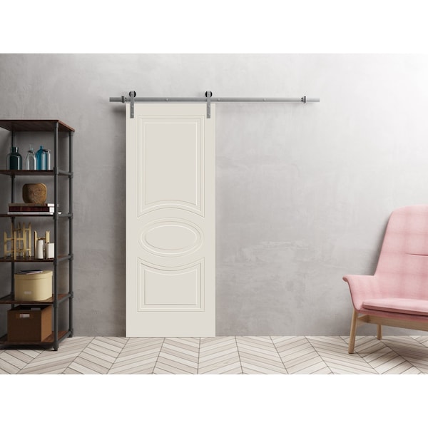 Vdomdoors Modern Barn Door 42" x 80" inches / Mela 7001 Painted Creamy / 6.6FT Silver Rail Track Heavy Hardwa MELA7001BD-S-CRF-42 - main