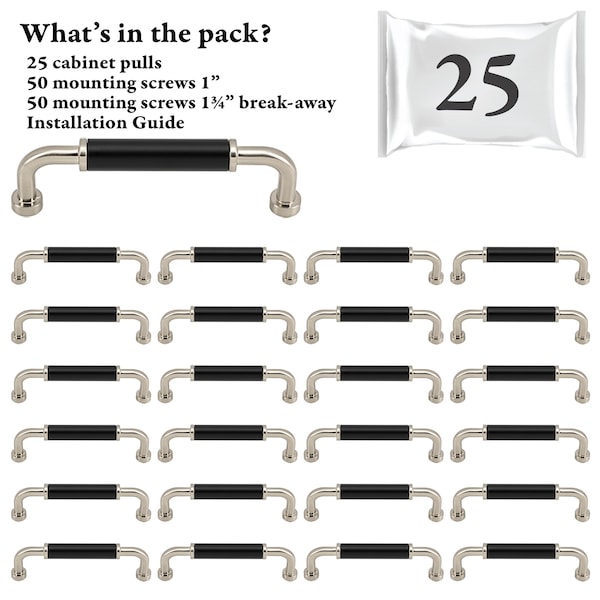 Designperfect 3 3/4'' Center-to-Center Barrel Pull, 25PK DPA25T963BLKSBN - main