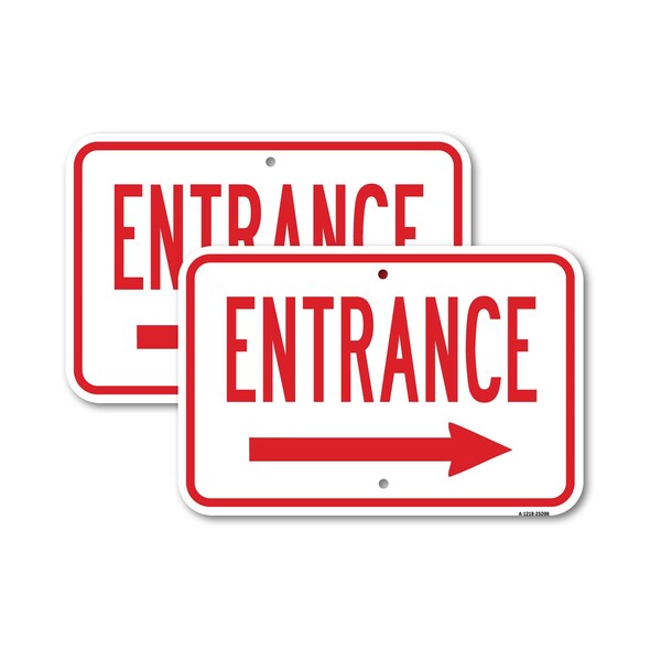 Signmission Entrance With Right Arrow, 18'' X 24'' 2 Signs, Heavy Gauge Aluminum, 2PK A-1824-2PACK-25208 - main